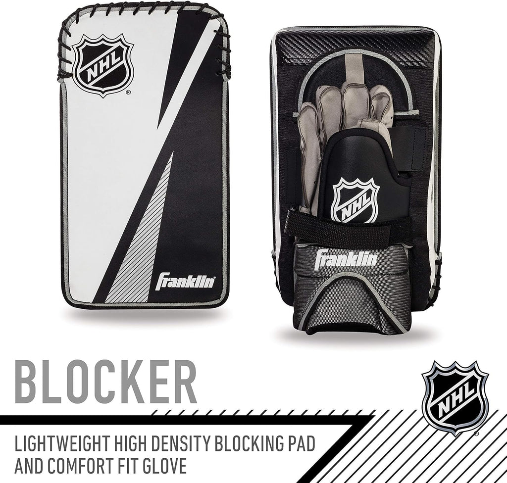 Franklin Sports Street Hockey Goalie Set - Leg Pads - Catch Glove - Blocker - Premium Durability - Officially Licensed NHL Product