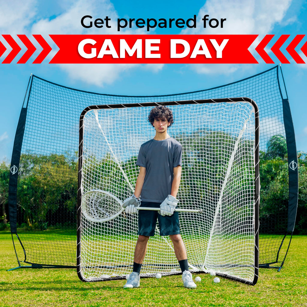Velocity Official Size 6x6x7' Backyard Lacrosse Practice and Training Goal, Includes 4MM Lacrosse Net, for Youth, Kids, and Adults