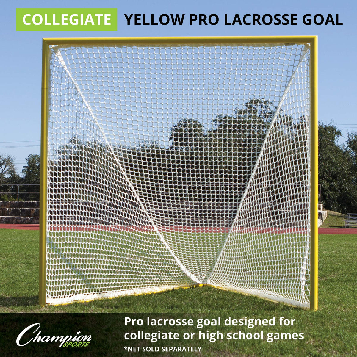 Champion Sports Pro & Collegiate Lacrosse Goal 6x6 ft Steel Frame for Menâs & Womenâs Lacrosse, Training & Game Play