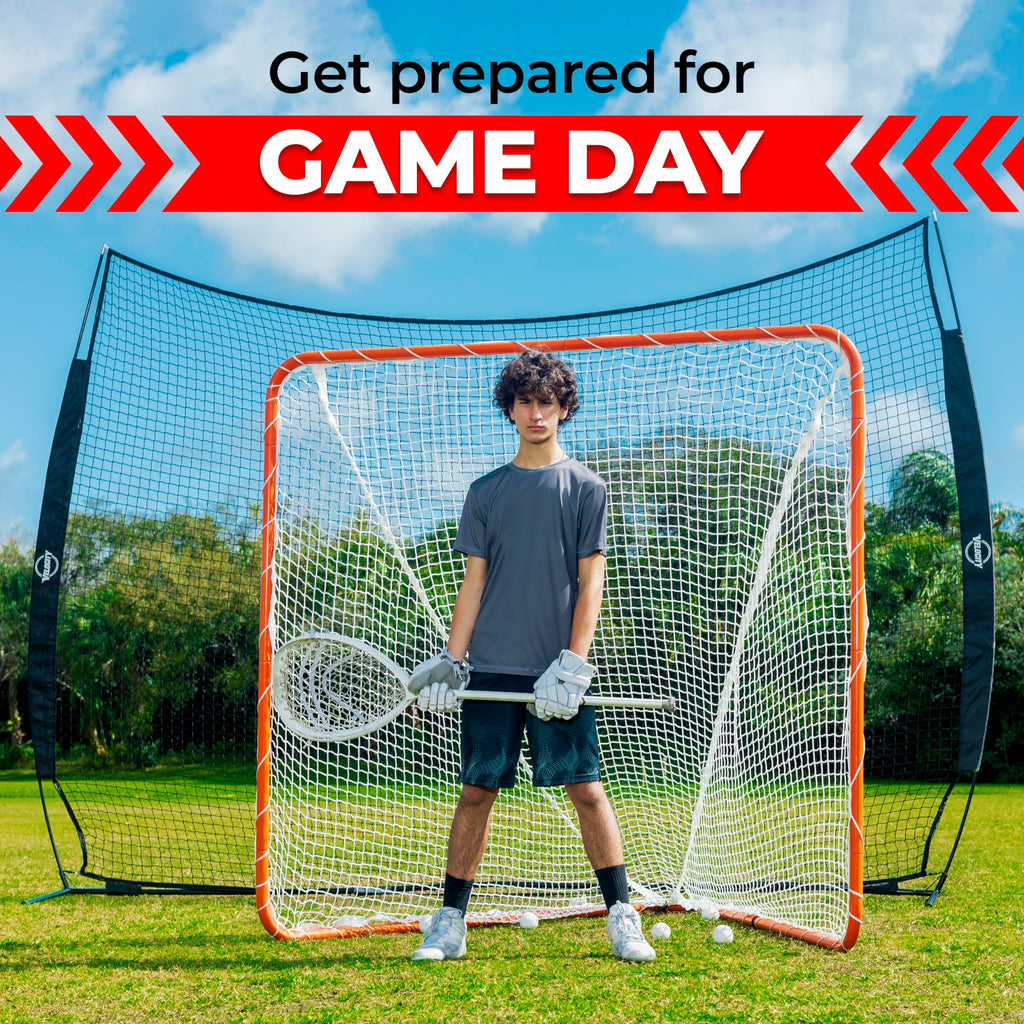 Velocity Official Size 6x6x7' Backyard Lacrosse Practice and Training Goal, Includes 4MM Lacrosse Net, for Youth, Kids, and Adults