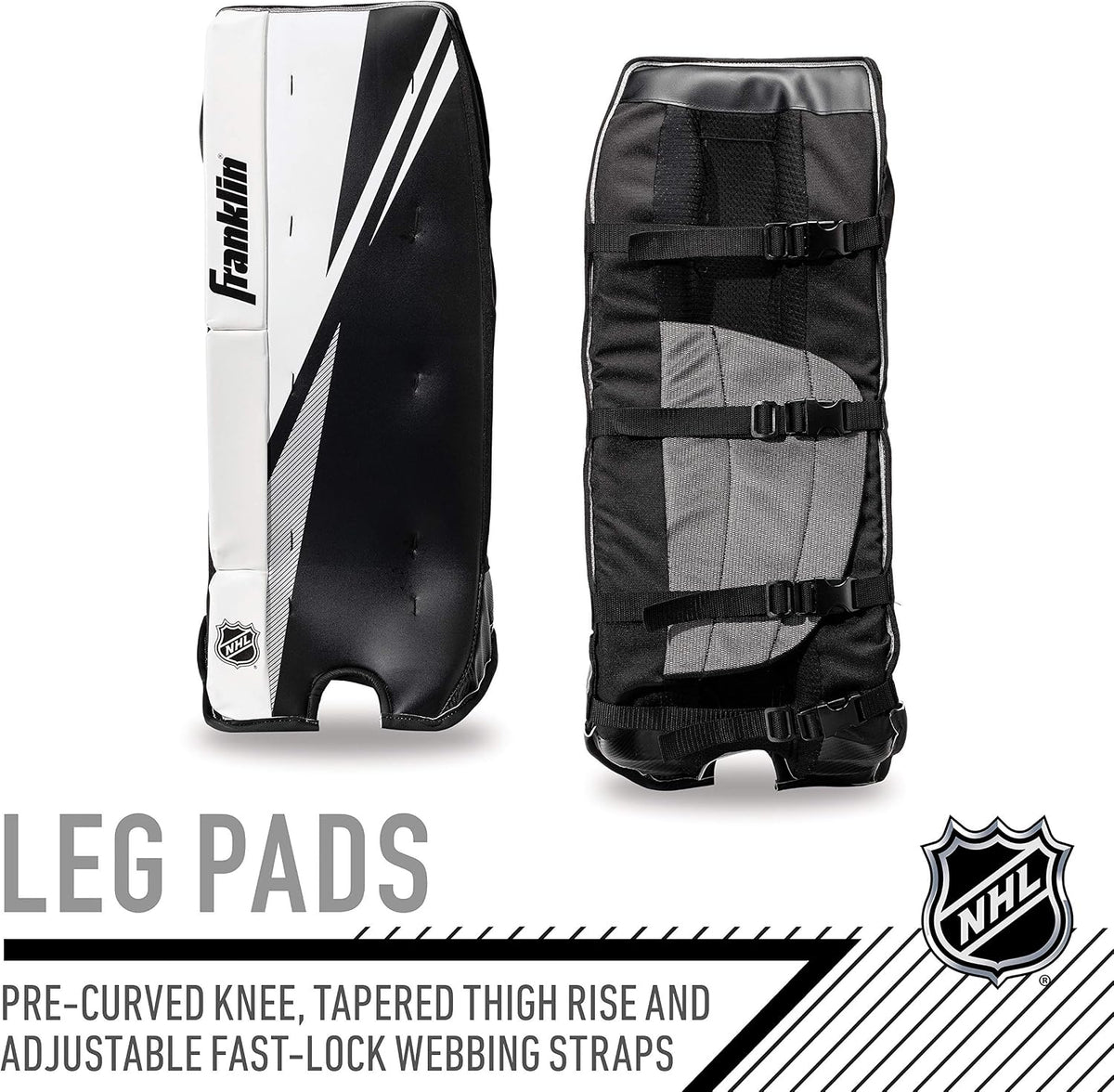 Franklin Sports Street Hockey Goalie Set - Leg Pads - Catch Glove - Blocker - Premium Durability - Officially Licensed NHL Product