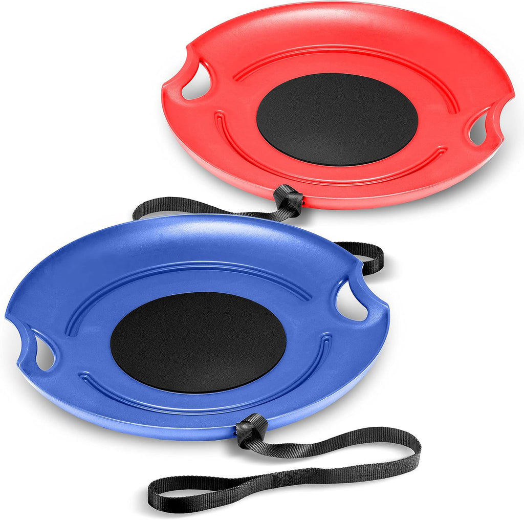 GoSports 29 Inch Heavy-Duty Winter Snow Saucer with Padded Seat and Hand Pull Strap - Choose Your Style
