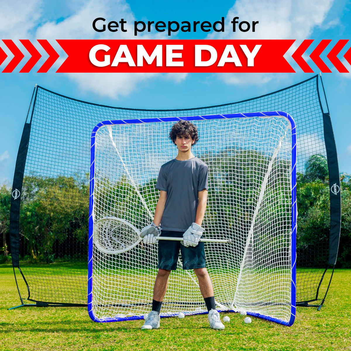 Velocity Official Size 6x6x7' Backyard Lacrosse Practice and Training Goal, Includes 4MM Lacrosse Net, for Youth, Kids, and Adults