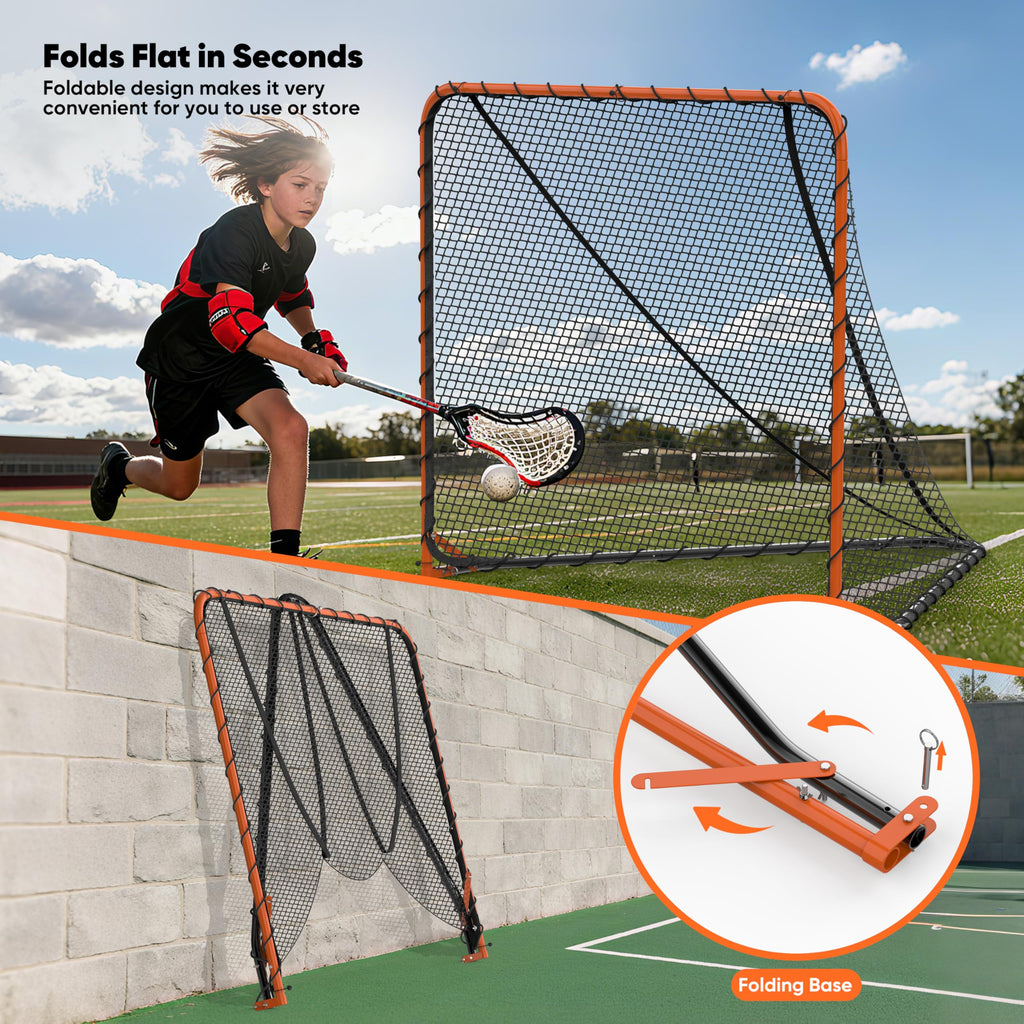 Folding Lacrosse Goal Net (6'x 6'x7'), 4mm UV Treated Black/White