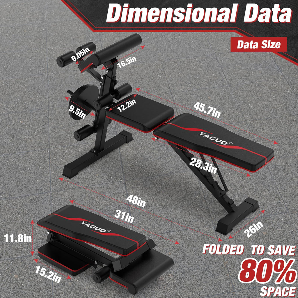 Weight Bench Set, 880LBS Adjustable Bench Press Set with Leg Extension and Barbell Rack, Safety Bar Catches, Fasting Foldable Workout Benches for Home and Gym