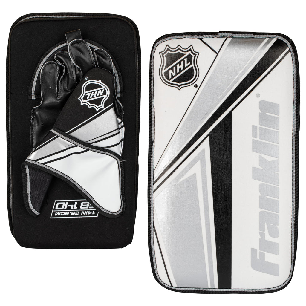 Franklin Sports NHL Kids Street Hockey Goalie Pads Set - Kids Hockey Training Equipment - Includes Block Pad, Catch Glove, and Goalie Pads