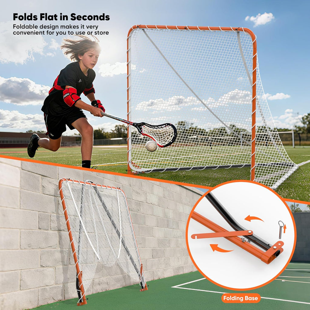 Folding Lacrosse Goal Net (6'x 6'x7'), 4mm UV Treated Black/White