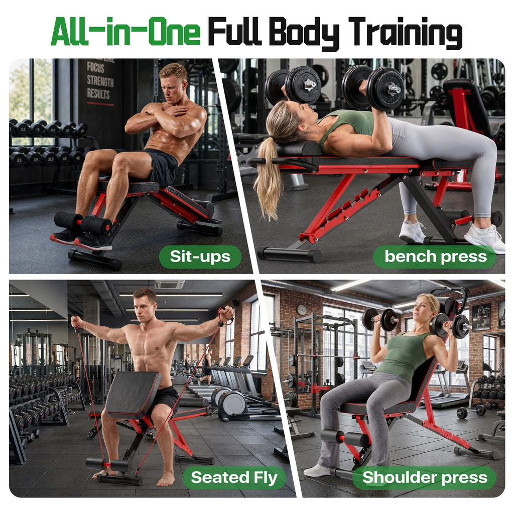Adjustable Weight Bench for Home Gym, 14-in-1 Foldable Workout Bench