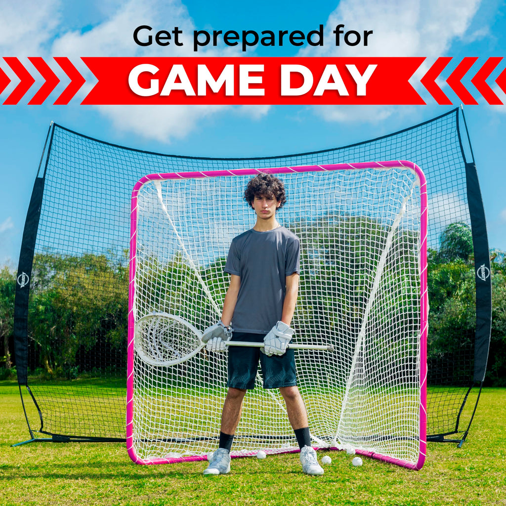 Velocity Official Size 6x6x7' Backyard Lacrosse Practice and Training Goal, Includes 4MM Lacrosse Net, for Youth, Kids, and Adults