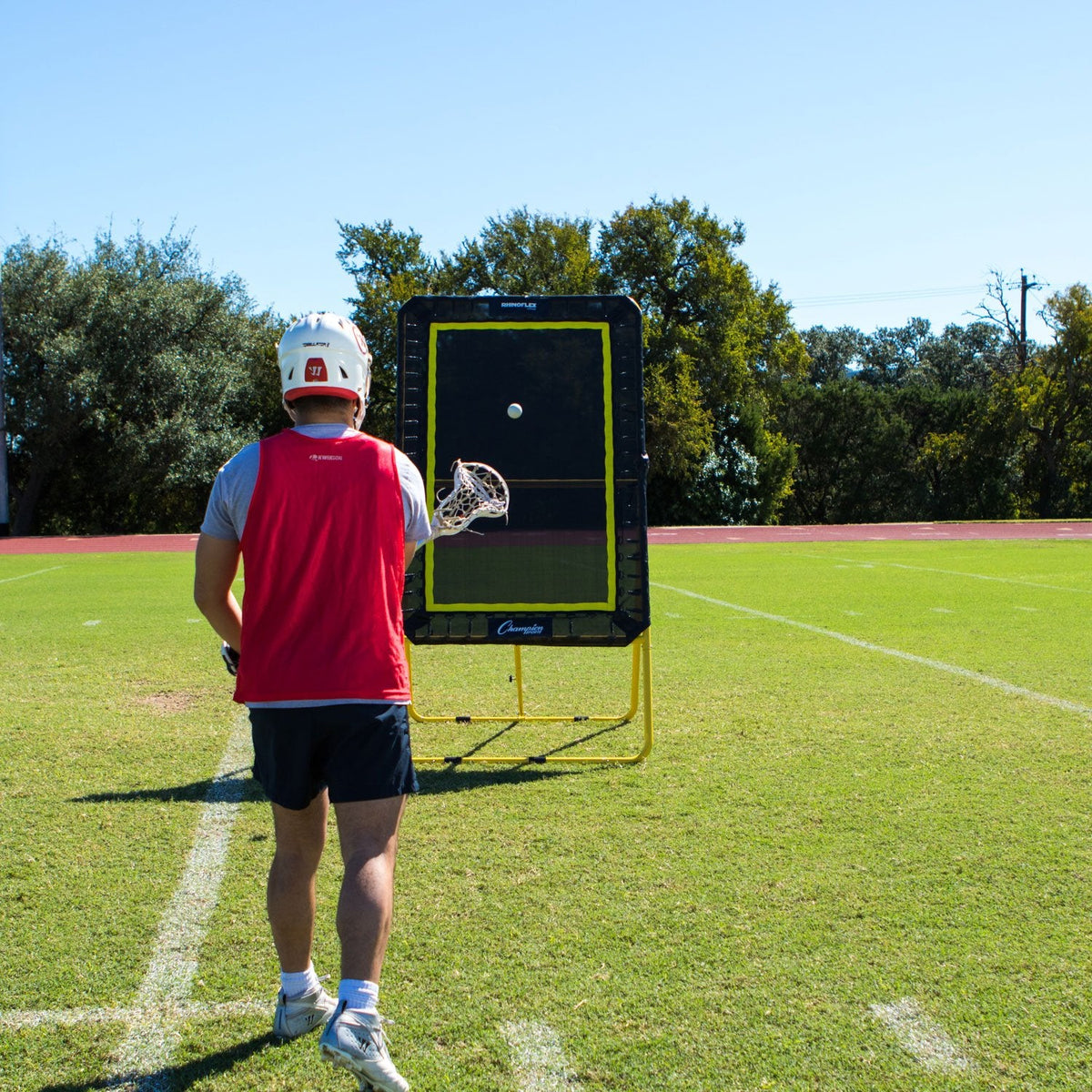 Champion Sports Deluxe Lacrosse Target: Ball Return Bounce Back Net Set for Professional, College and Grade School Training & Drills