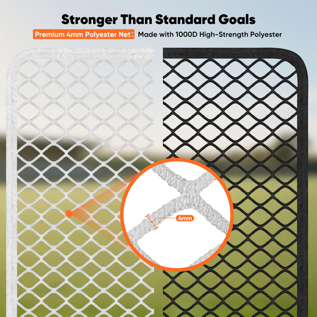 Folding Lacrosse Goal Net (6'x 6'x7'), 4mm UV Treated Black/White