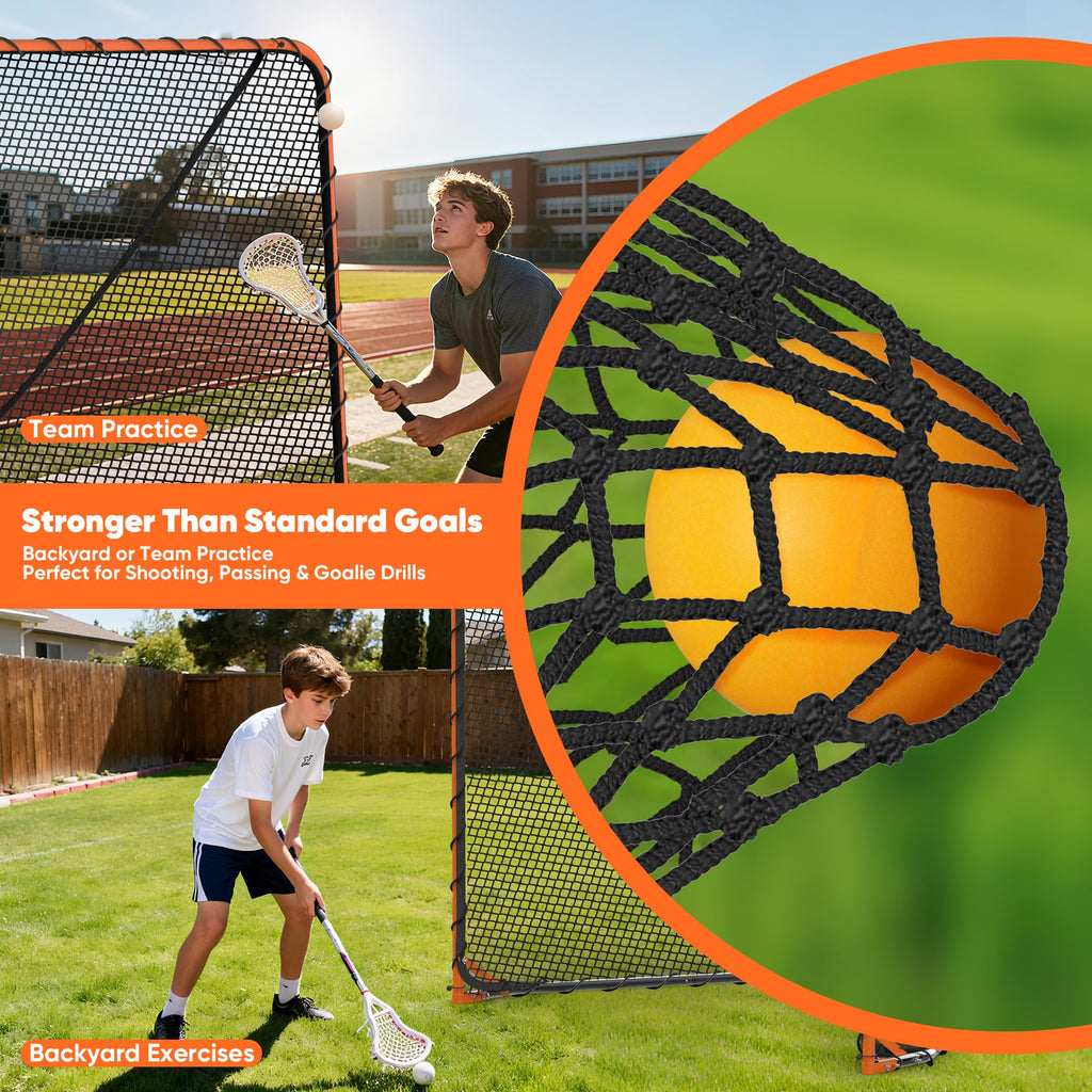 Folding Lacrosse Goal Net (6'x 6'x7'), 4mm UV Treated Black/White