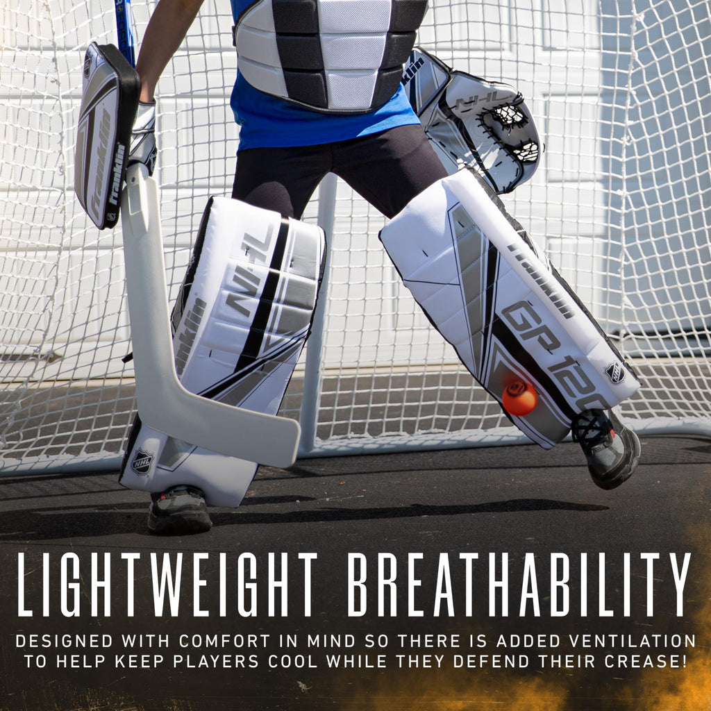 Franklin Sports NHL Kids Street Hockey Goalie Pads Set - Kids Hockey Training Equipment - Includes Block Pad, Catch Glove, and Goalie Pads