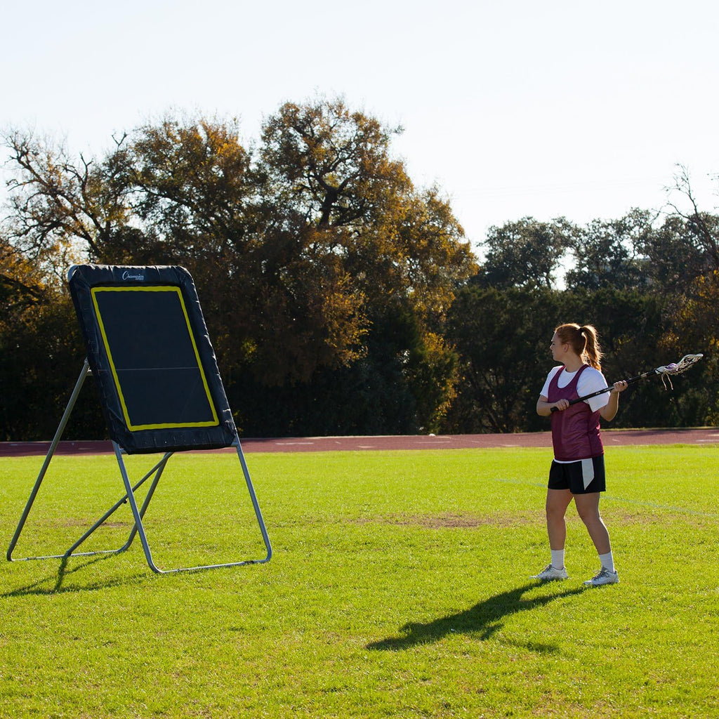 Champion Sports Deluxe Lacrosse Target: Ball Return Bounce Back Net Set for Professional, College and Grade School Training & Drills