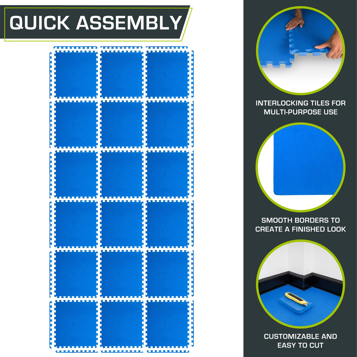 ProsourceFit Weaved Pattern Extra Thick Exercise Puzzle Mat 1-inch, EVA Foam Interlocking Tiles for Protective, Cushioned Flooring for Home and Gym Equipment; Gray, 72 SQ FT, 18 Tiles