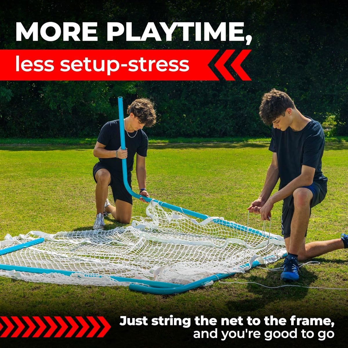 Velocity Official Size 6x6x7' Backyard Lacrosse Practice and Training Goal, Includes 4MM Lacrosse Net, for Youth, Kids, and Adults