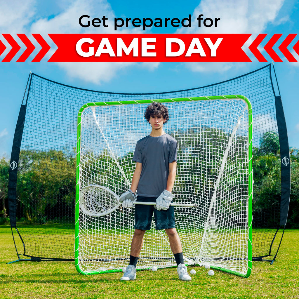 Velocity Official Size 6x6x7' Backyard Lacrosse Practice and Training Goal, Includes 4MM Lacrosse Net, for Youth, Kids, and Adults