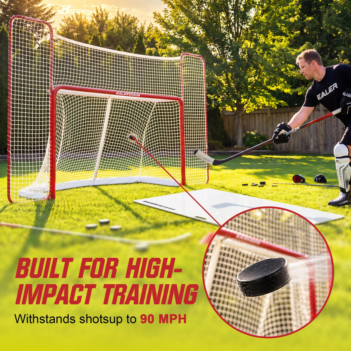 EALER Heavy Duty Hockey Training System â Goals, Backstops & Shooting Practice Nets for Ice & Street Hockey