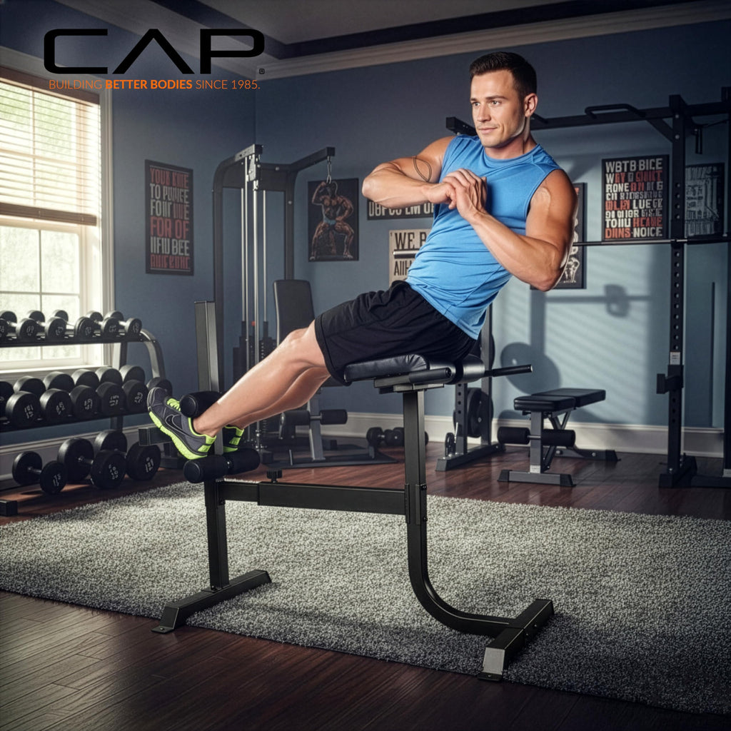 Cap Strength Roman Chair â Adjustable Back Extension Bench for Core & Glute Workouts, Heavy-Duty 300 LB Capacity - Black and Gray Options