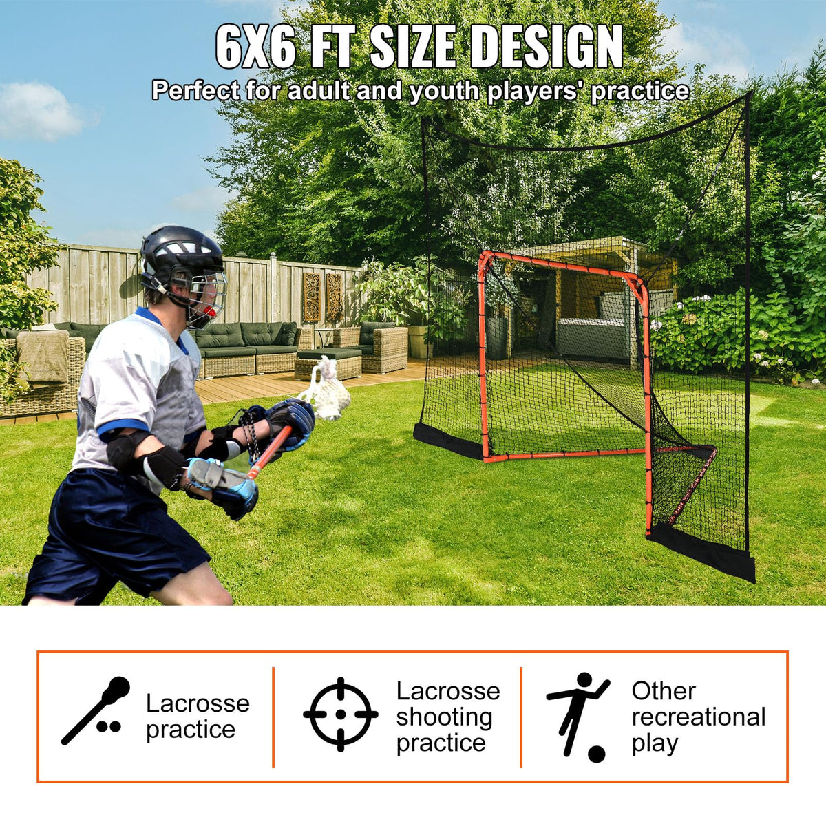 VEVOR Lacrosse Goal,Complete Portable Lacrosse Net Training Accessory Set