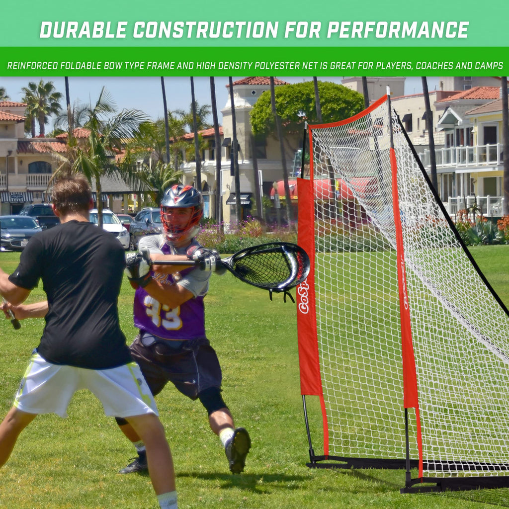 GoSports Regulation 6 ft x 6 ft Lacrosse Net - Steel Frame or Bow Style Frame - The Only Truly Portable Lacrosse Goal, Backyard Setup in Minutes