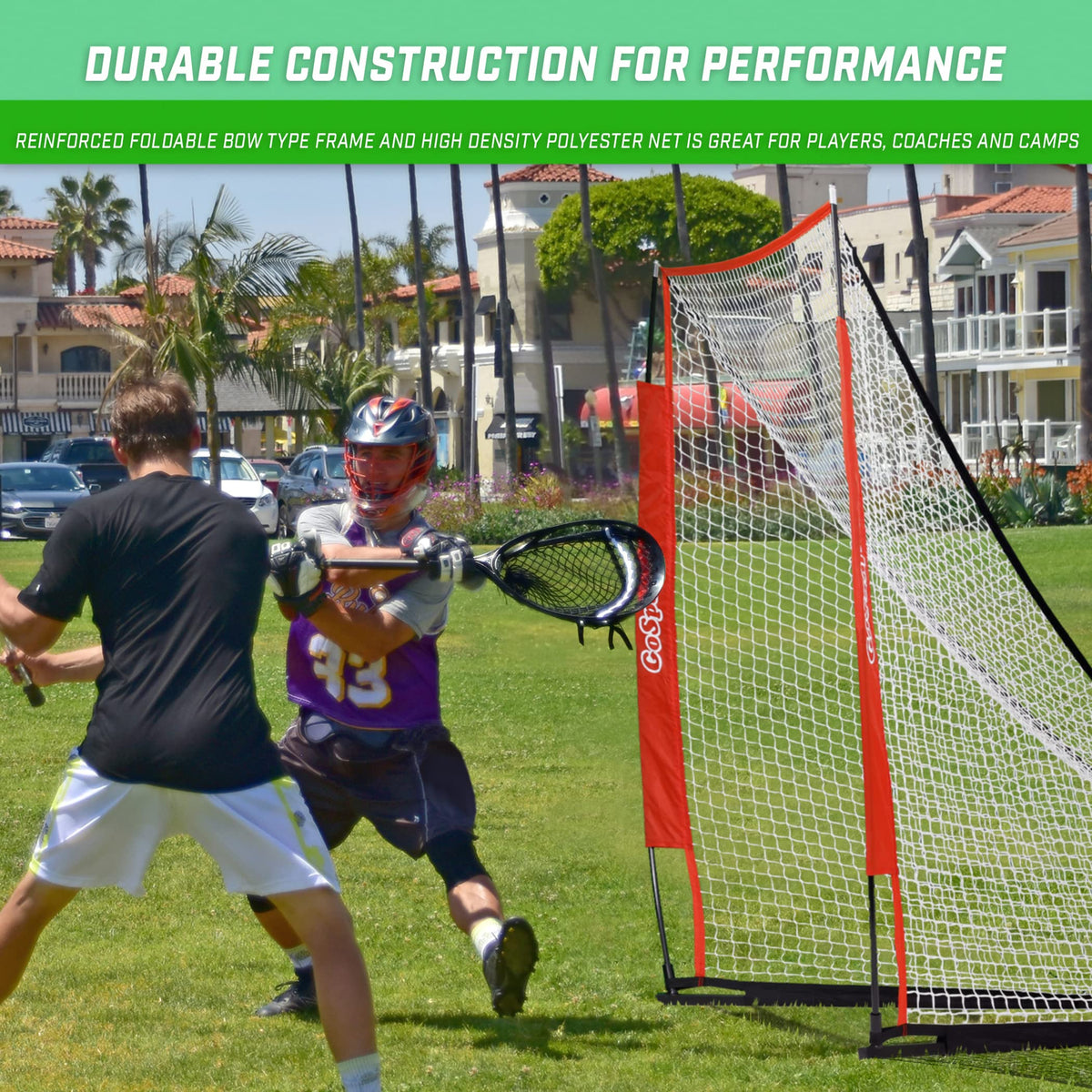 GoSports Regulation 6 ft x 6 ft Lacrosse Net - Steel Frame or Bow Style Frame - The Only Truly Portable Lacrosse Goal, Backyard Setup in Minutes
