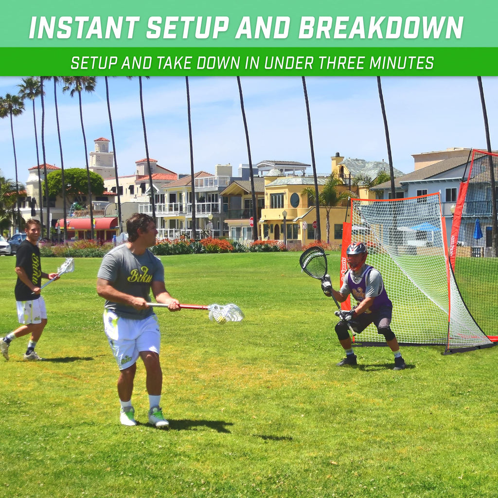 GoSports Regulation 6 ft x 6 ft Lacrosse Net - Steel Frame or Bow Style Frame - The Only Truly Portable Lacrosse Goal, Backyard Setup in Minutes
