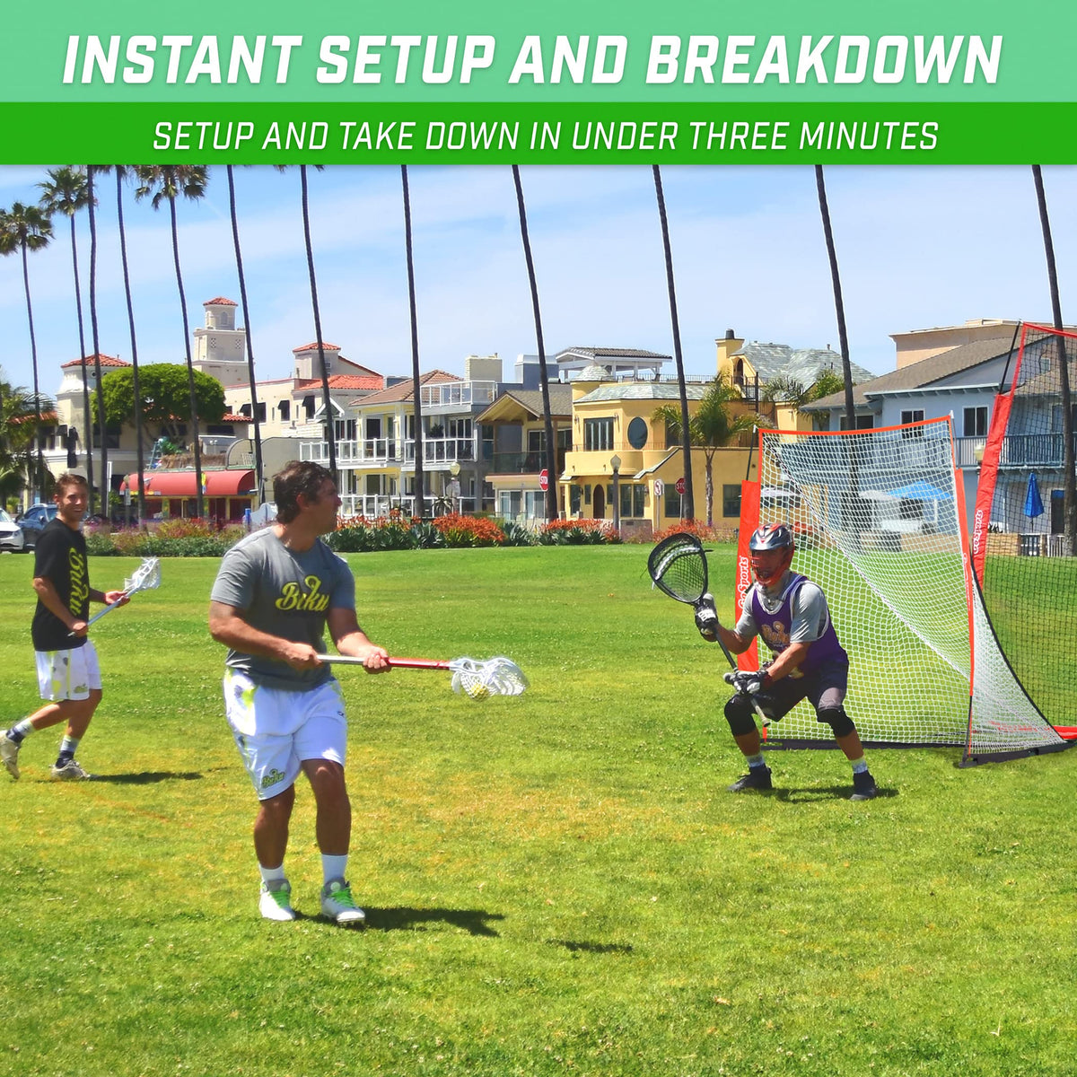 GoSports Regulation 6 ft x 6 ft Lacrosse Net - Steel Frame or Bow Style Frame - The Only Truly Portable Lacrosse Goal, Backyard Setup in Minutes