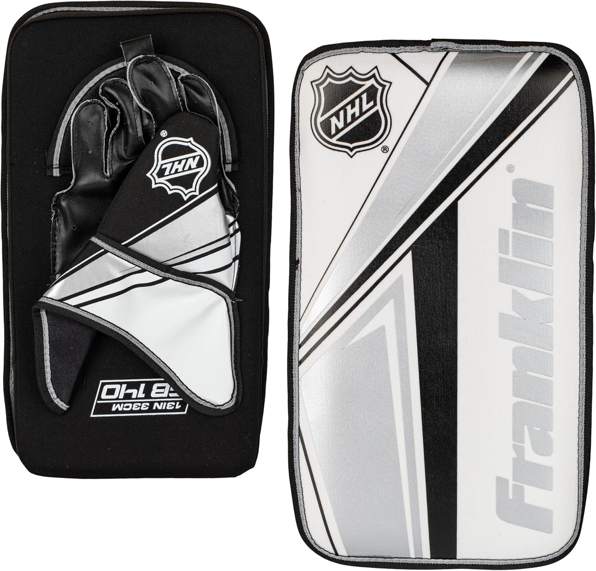 Franklin Sports NHL Kids Street Hockey Goalie Pads Set - Kids Hockey Training Equipment - Includes Block Pad, Catch Glove, and Goalie Pads