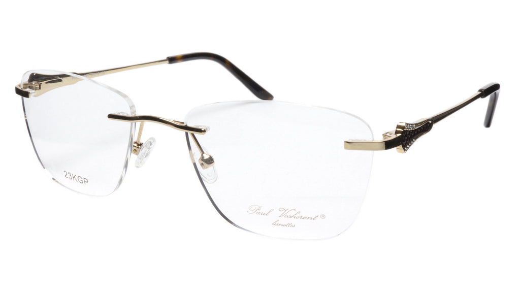 Paul Vosheront Tapered Square Gold & Ebony Acetate Optical Frame 52-18-135 37