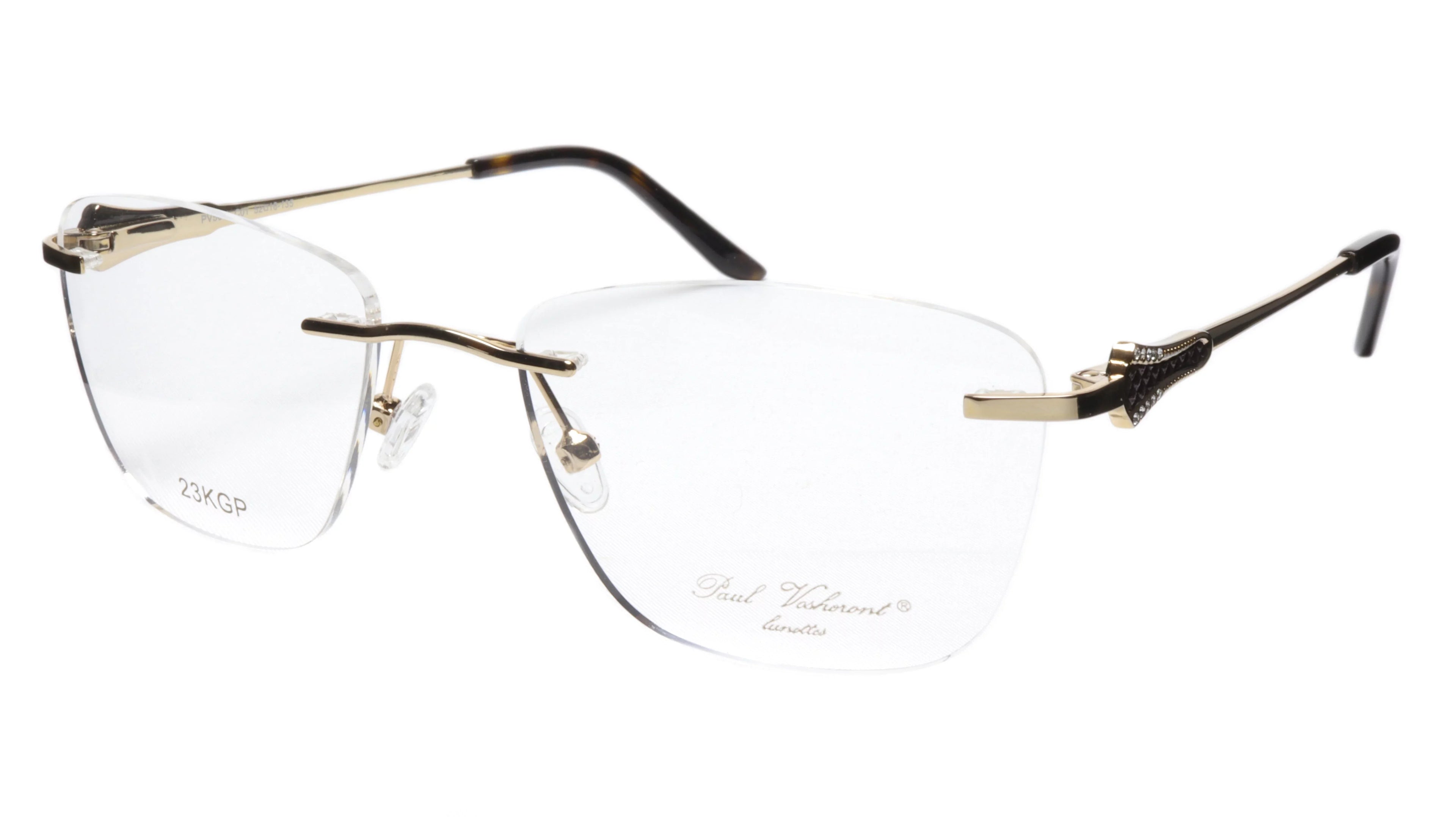 Paul Vosheront Tapered Square Gold & Ebony Acetate Optical Frame 52-18-135 37