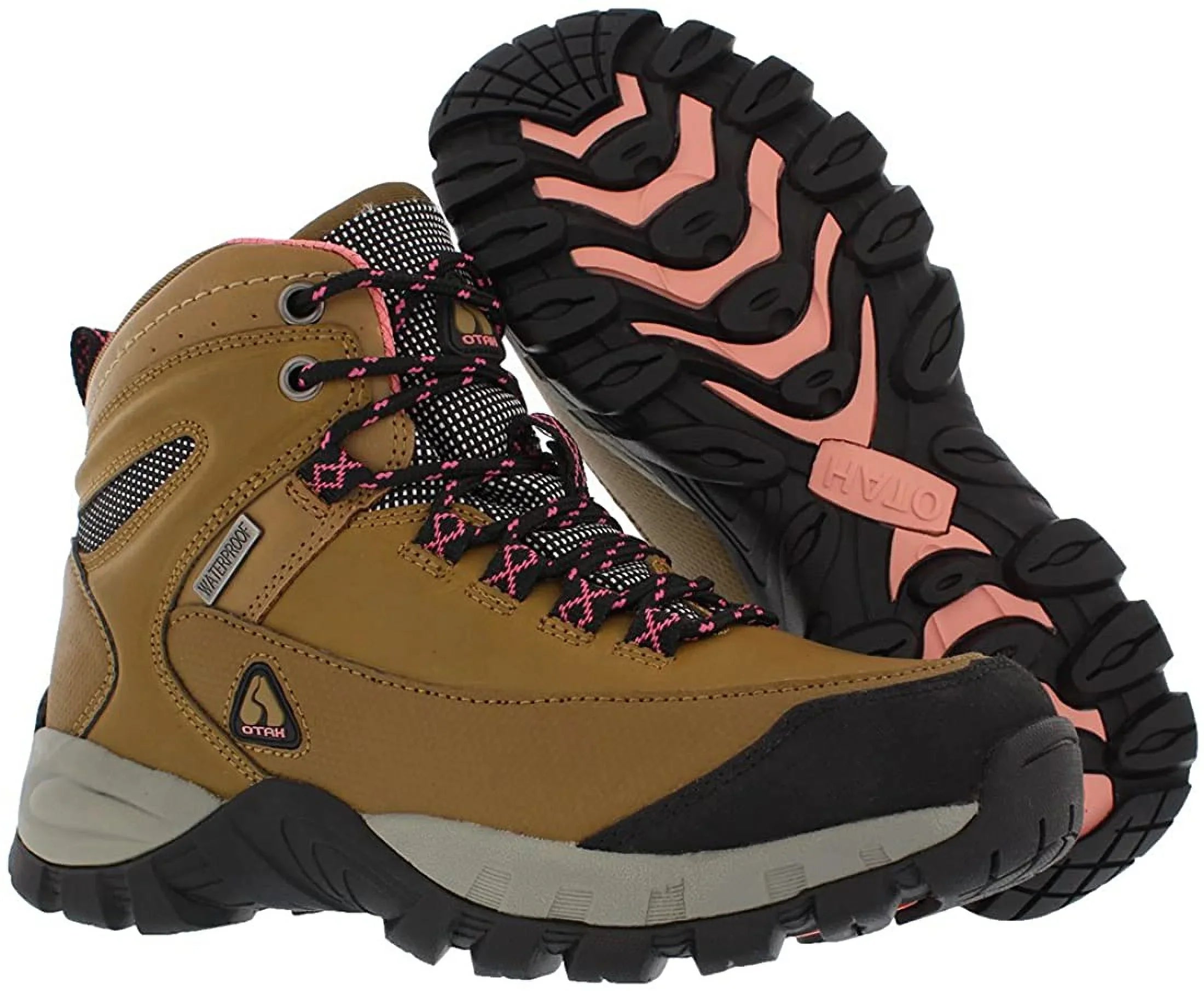 Otah Otah Forestier People Waterproof Hiking Mid-Cut Camel/Pink Boots Size 8, Color: Camel/Pink