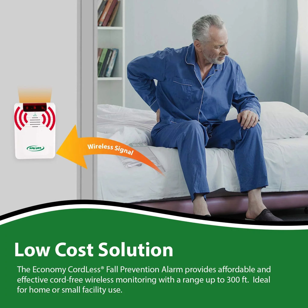 Smart Caregiver Cordless Bed Exit Monitoring System Alarm with Bed Pressure Sensing Pad - Help Prevent Falls and Wandering While Edge 2 Piece Set