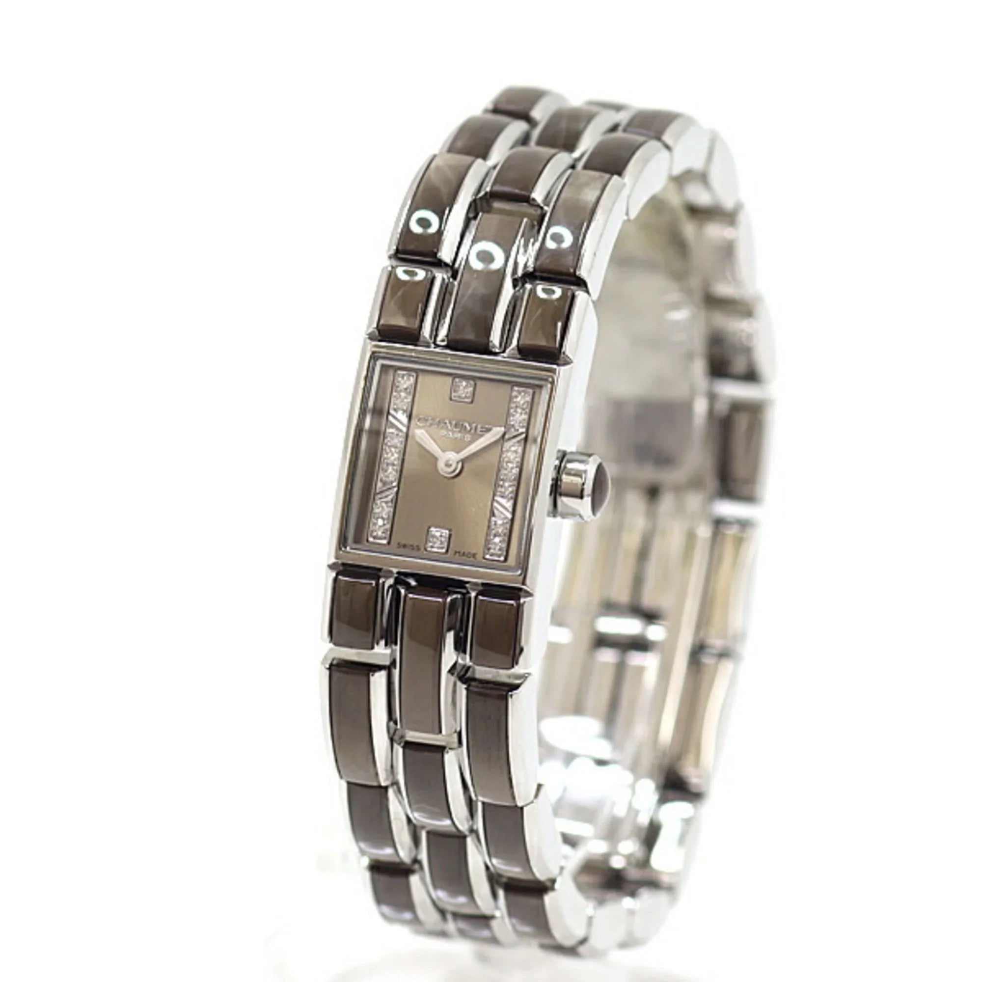 Pre-Owned CHAUMET Ladies Watch Kaysis Lumiere Crystal W19616-34B Mineral Brown Display (Good)