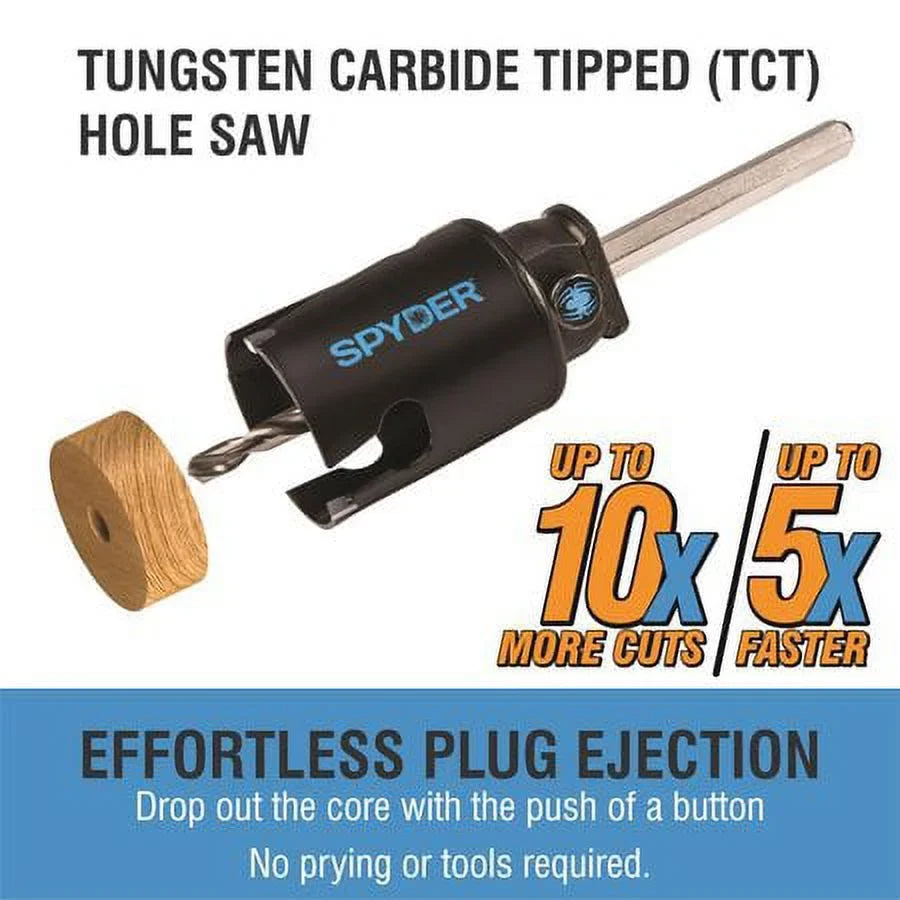 Spyder 600034H 3 in. Rapid Core Eject Tungsten Carbide Tipped Hole Saw, Midnight