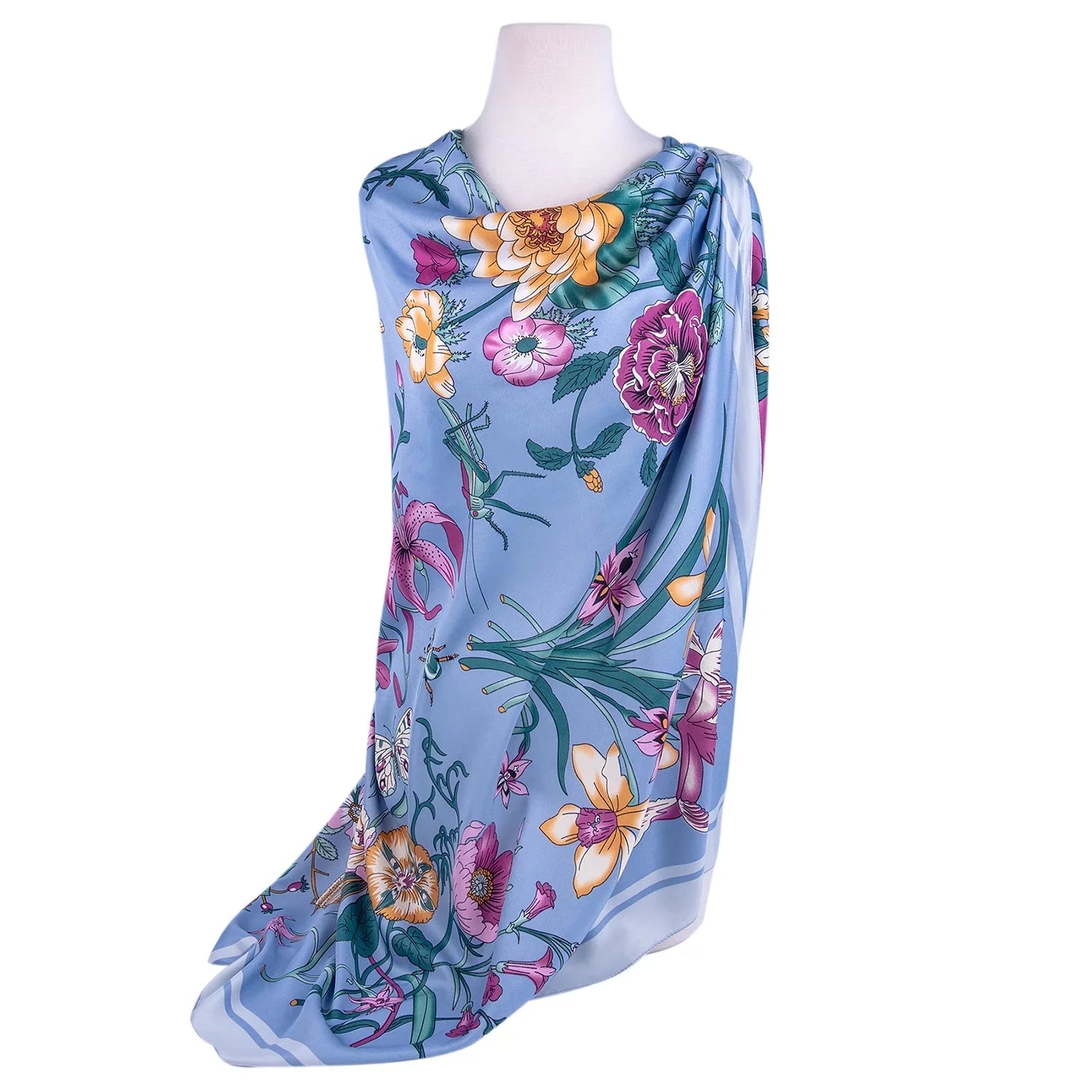 STP GOODS Evening Shawl and Wrap for Individuals Botany Lilac Silk Shawl 51x51'' (130 * 130 cm) Travel Scarf Tops Fashion Shawl for Wedding