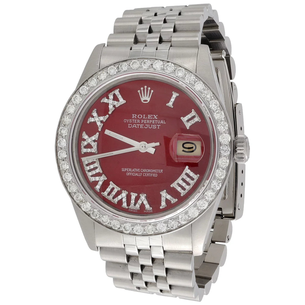 Diamond Roman Numeral Red Display to Fit Moment 36mm Quick Set 1/2 CT.
