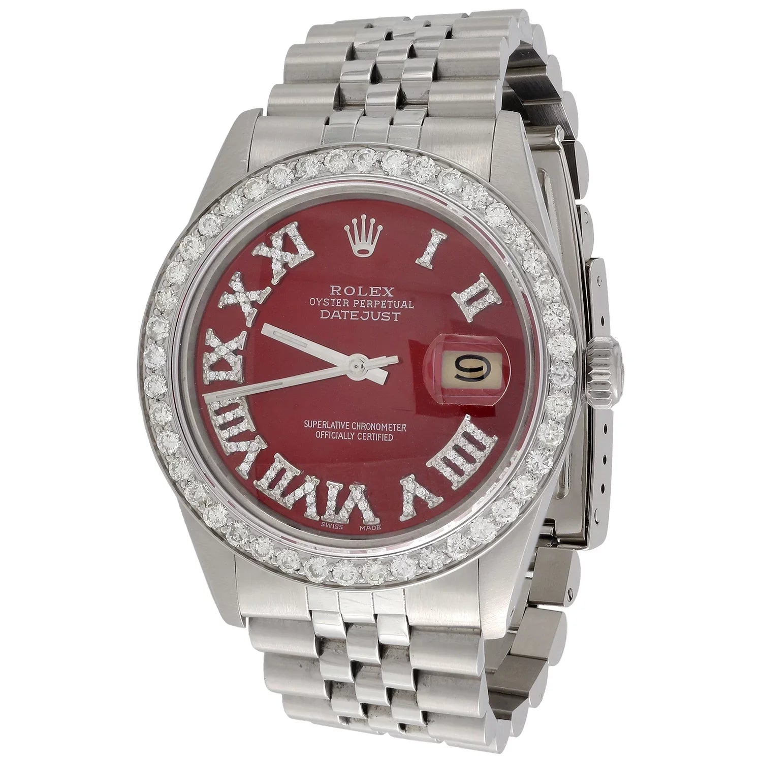 Diamond Roman Numeral Red Display to Fit Moment 36mm Quick Set 1/2 CT.