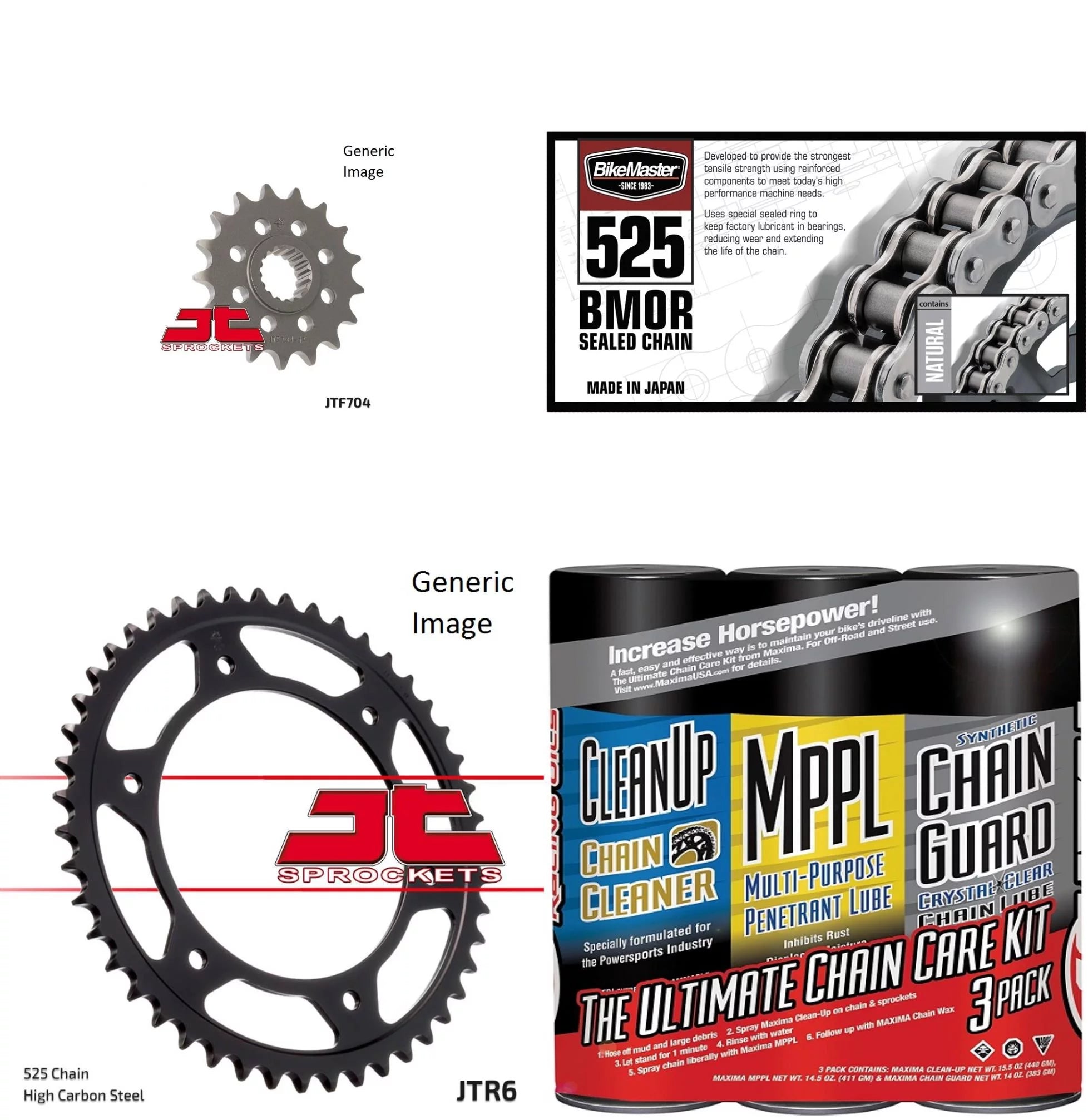 BIKEMASTER 525 BMOR Sealed Chain Natural with MAXIMA Wax, JT Front & Rear Sprocket Kit for Street BMW F800 GS 2008-2013