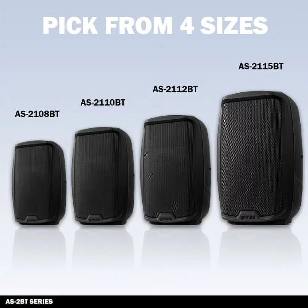 Gemini Sound AS-2112BT New Pro Bluetooth 12" Inch 1500 Watts Active PA System DJ Speaker XLR RCA