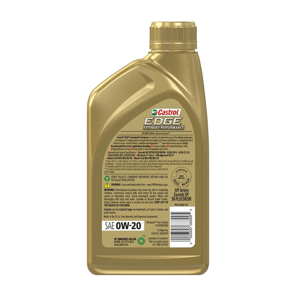 Castrol Edge Final Point Performance 0W-20 Advanced Full Synthetic Motor Oil, 1 Quart, Case of 6