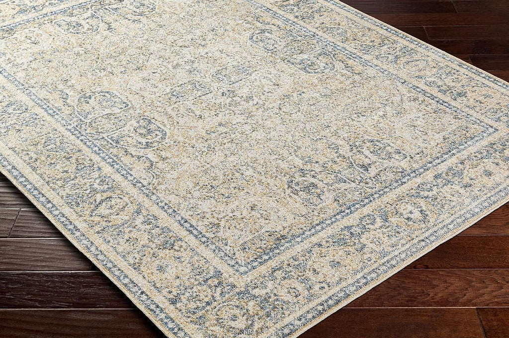 Washable Rugs, 2X3 East Traditional Light Area Rug, Blue Beige Carpet For Living Room, Bedroom Or Kitchen (2' X 3', Machine Washable)