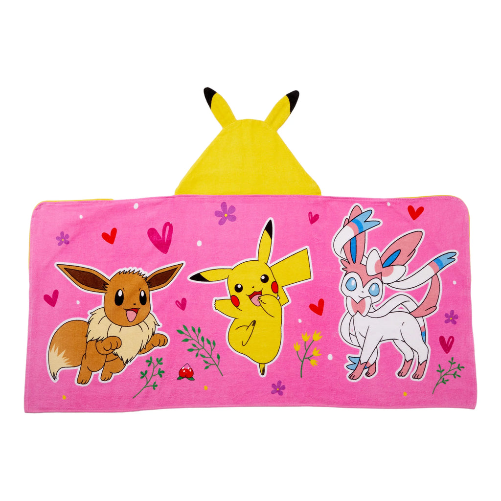 Pokemon Pikachu Kids Cotton Hooded Towel, Pink