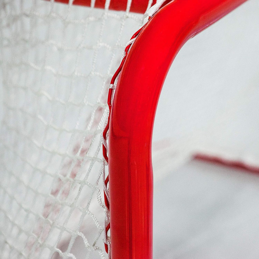 FORZA Professional Ice Hockey Goal | 6ft x 4ft Regulation Steel Hockey Net with 5mm Heavy Duty Netting | Powder Coated Red Training Goal for Street Hockey, Roller Hockey & Ice Hockey Practice