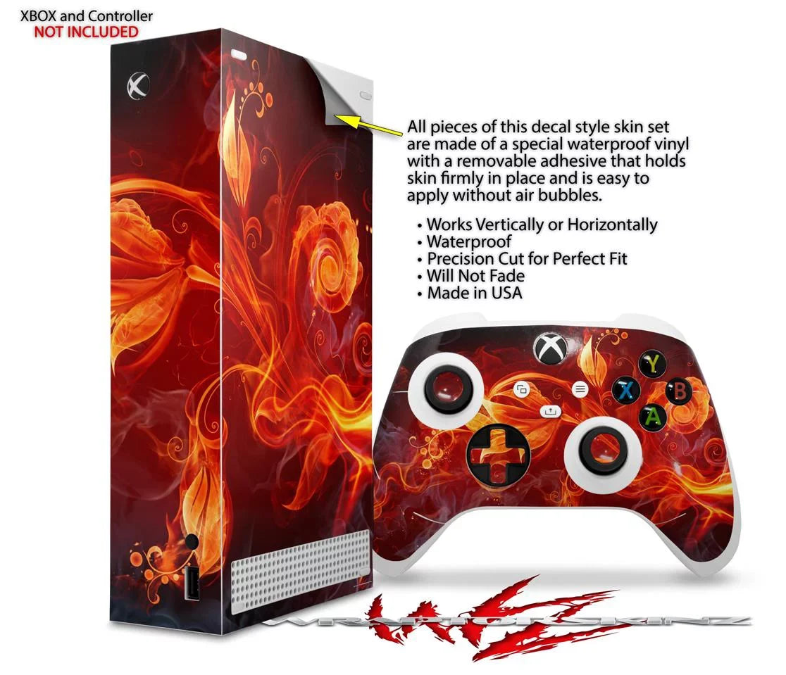 WraptorSkinz Skin Wrap compatible with the 2020 XBOX Series S Console and Controller Fire Flower (XBOX NOT INCLUDED)