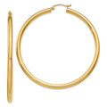 Real 14kt Yellow Gold Polished 3mm Lightweight Tube Hoop Earrings; for Adults and Teens; for Individuals and Gentlemen