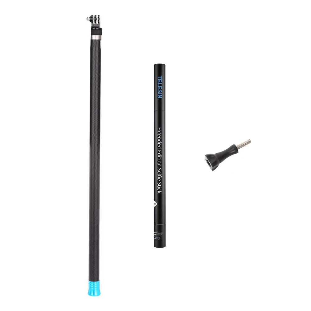 Telesin 2.7M/106 Inch Ultra Long Carbon Fiber Selfie Stick Lightweight Termination Handheld Pole Monopod Individuals for GoPro Hero 9/8/7/6/Hero 5 Ebony (2018) Gentlemen for One R OSMO Act