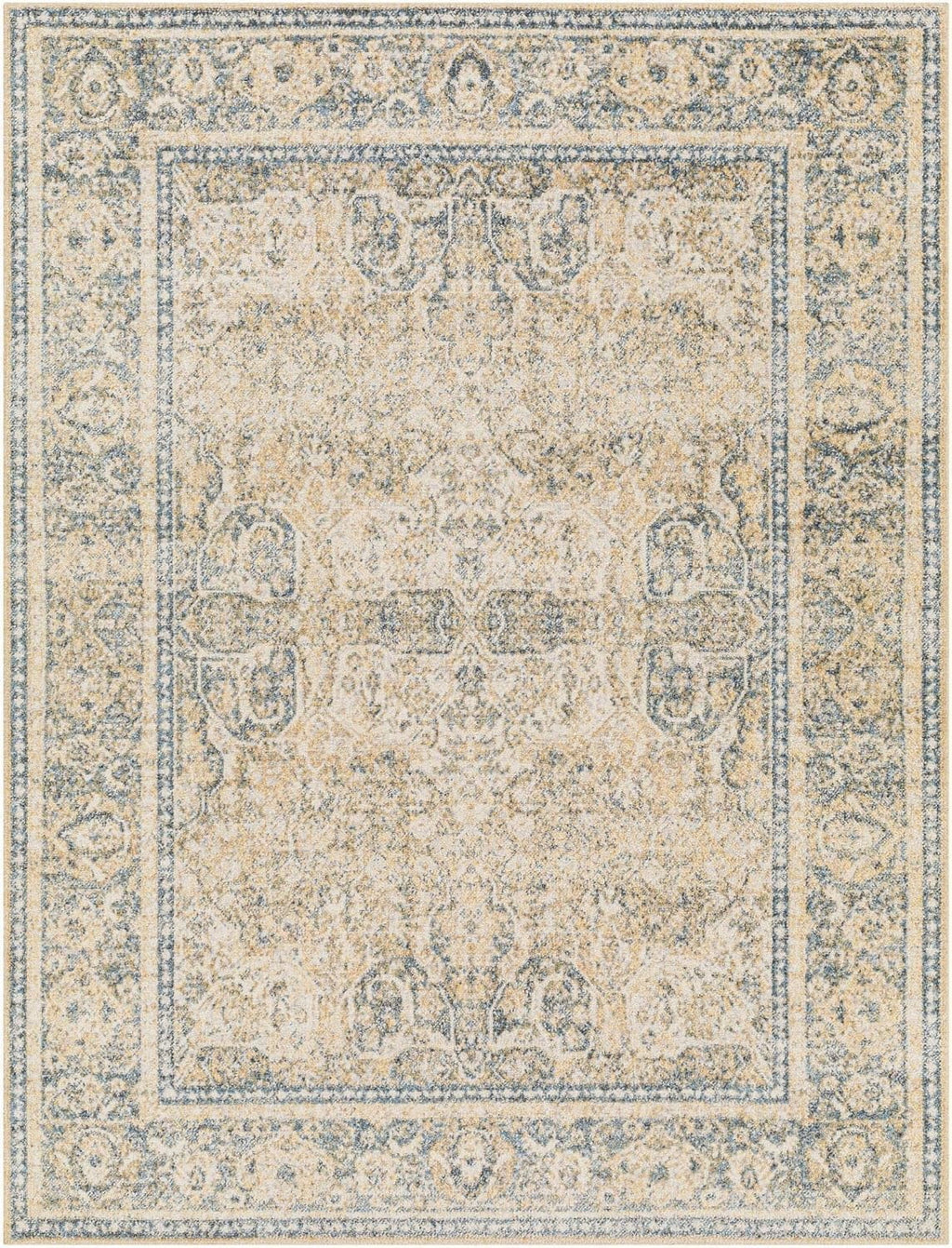 Washable Rugs, 2X3 East Traditional Light Area Rug, Blue Beige Carpet For Living Room, Bedroom Or Kitchen (2' X 3', Machine Washable)
