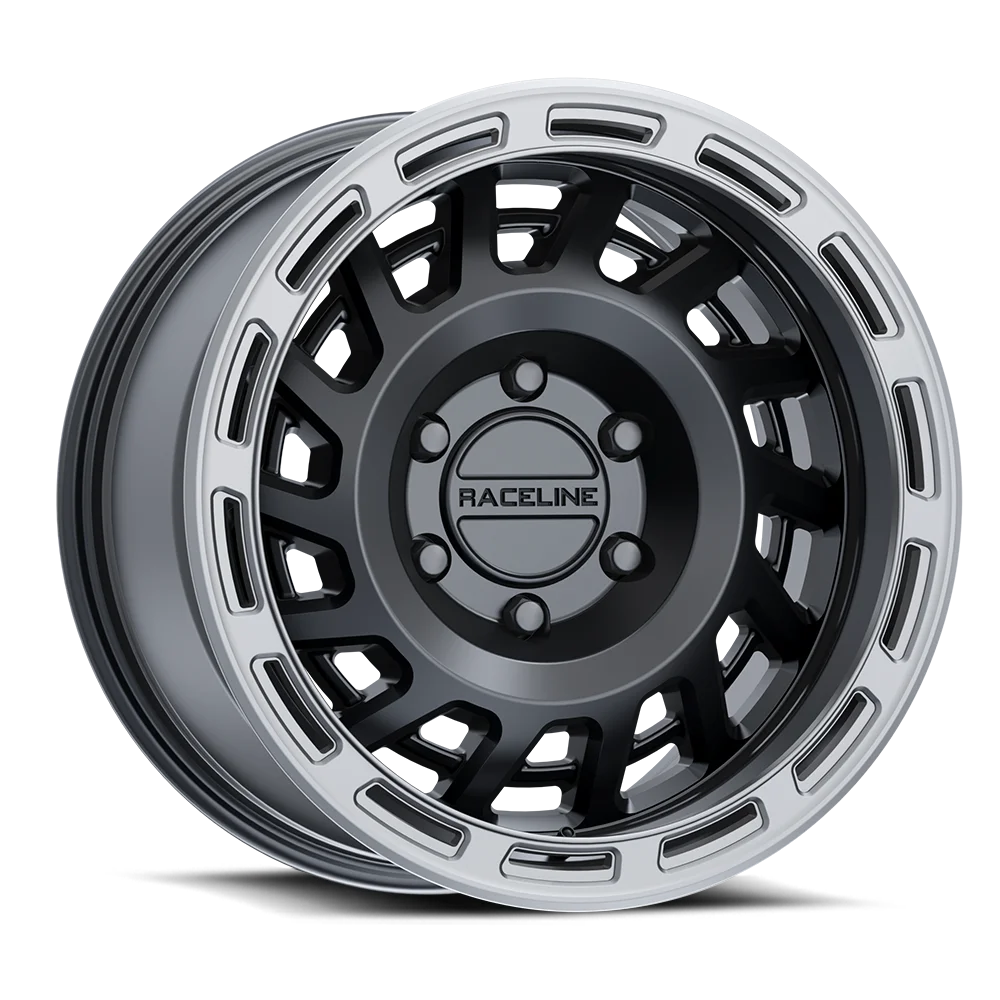 Raceline 957BS-HALO 17" Cast Aluminum Wheel, HALO SATIN Midnight W/ SILVER RING 17X8.5 6X139.7 0mm Fits select: 2015-2018 CHEVROLET SILVERADO K1500 LT, 2014 CHEVROLET SILVERADO K1500