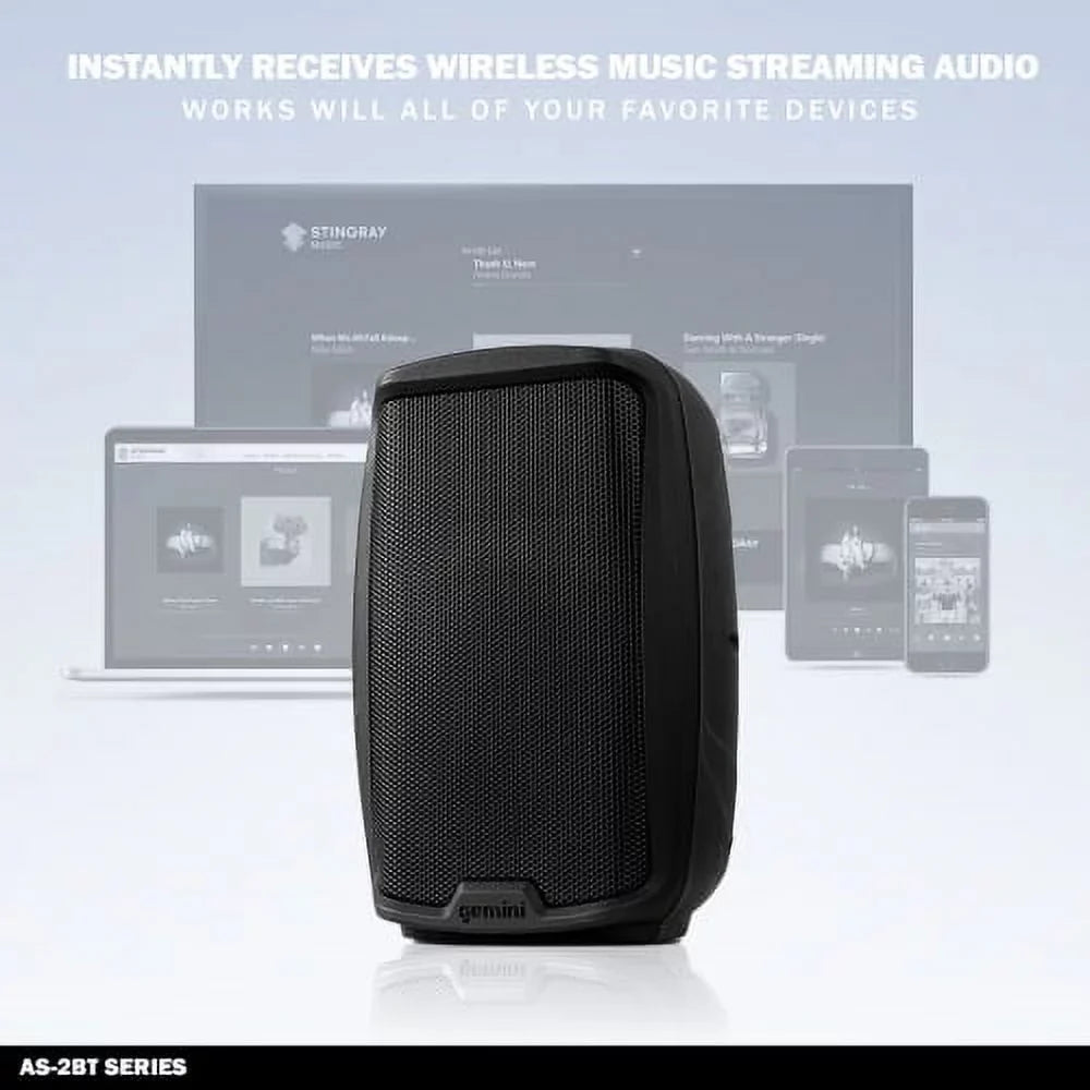 Gemini Sound AS-2112BT New Pro Bluetooth 12" Inch 1500 Watts Active PA System DJ Speaker XLR RCA